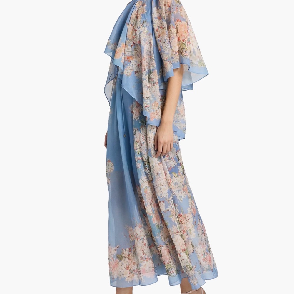 NWT Zimmermann Blue Floral Tie-Waist Maxi Dress - Picture 2 of 5